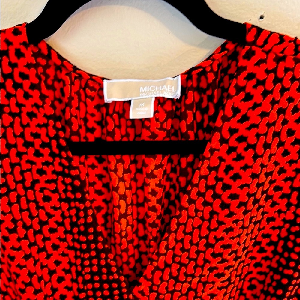 Size M, Michael Kors Orange /brown Blouse - Picture 4 of 7